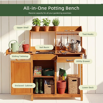 OOOK Potting Bench, Nordic Scots Pine Potting Table - Image 2