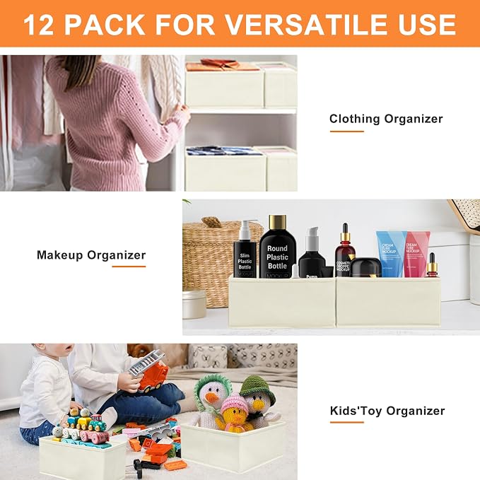 Clothes Organizer, Storage Drawer, 12 Piece Fabric Drawer Organizer Foldable - Image 6