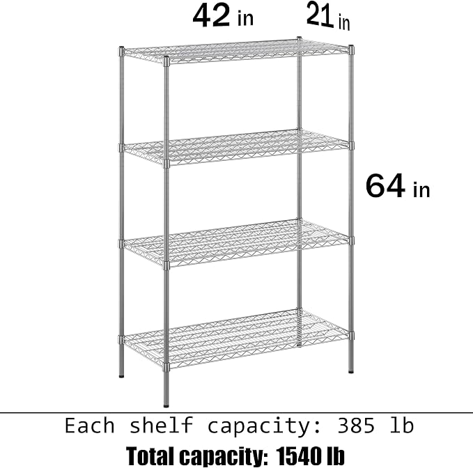 21" Deep x 42" Wide x 64" Height Wire Shelving Kit | 4-Tier | NSF Commercial - Image 3