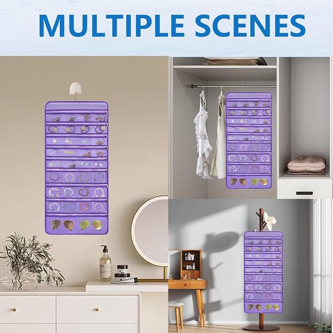 Travel Jewelry Organizer Dual Sided Hanging Earring Holder Bracelet Storage - Image 5