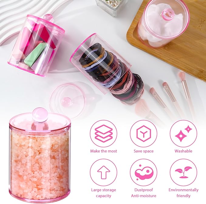 6 Pack Qtip Holder, Canister Apothecary Jar Set, Bathroom Jars - Image 3