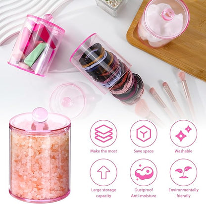 4 Pack Qtip Holder, Canister Apothecary Jar Set, Bathroom Jars - Image 3
