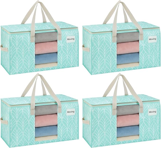 VENO 4 Pack Heavy Duty Moving Bags, Clothes and Comforter Storage Bags by Veno
