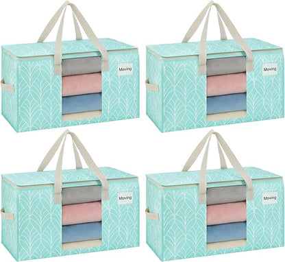 VENO 4 Pack Heavy Duty Moving Bags, Clothes and Comforter Storage Bags by Veno