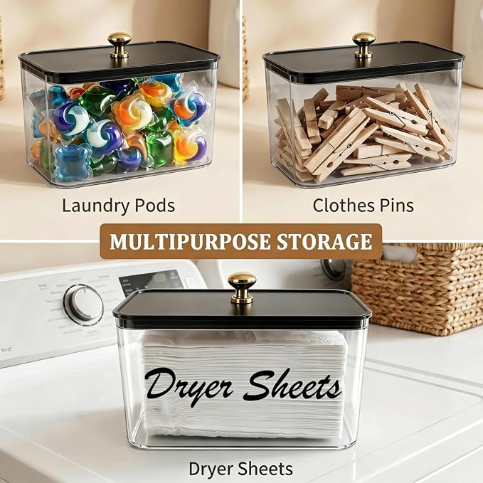 Dryer Sheet Holder with Lid, Acrylic Dryer Dispenser Container Box | - Image 8