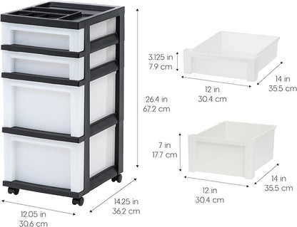 IRIS USA Plastic Drawer Storage Organizer Rolling Cart, - Image 2