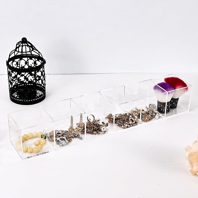 dedoot Clear Drawer Organizer, 6 Compartments Acrylic Organizer Durable Plastic - Image 5