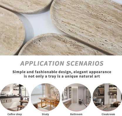 Natural Beige Travertine Marble Luxury Tray, - Image 7