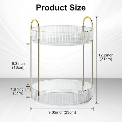 360 Rotating Makeup Organizer for Vanity, 2 Tier Perfume Skincare Organizers - Image 2