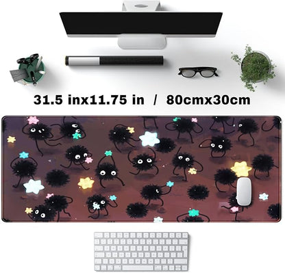 Desk Pad Anime Black Pom Poms Gaming Mouse Pad Large Star Designs Desk Office - Image 4