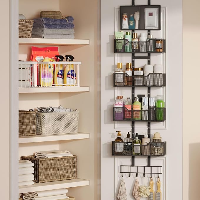 Adjustable Over the Door Pantry Organizer, 5-Tier Metal Pantry Door by Hongtamoya