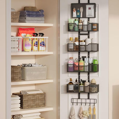 Adjustable Over the Door Pantry Organizer, 5-Tier Metal Pantry Door by Hongtamoya