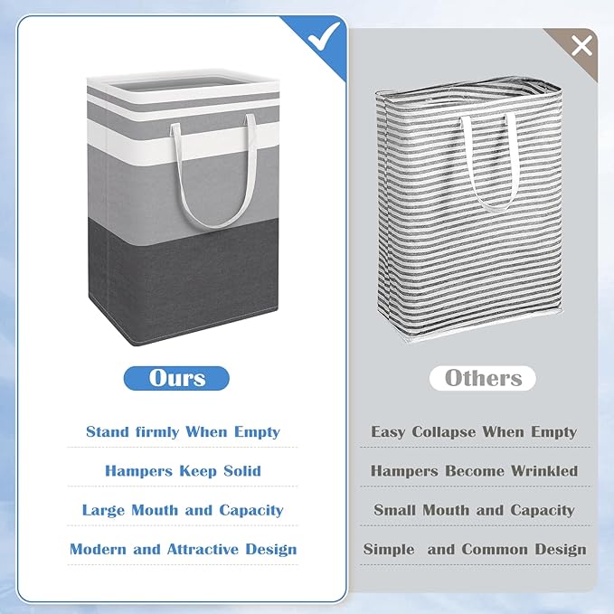 BlissTotes 3-Pack Laundry Basket, Freestanding＆Waterproof Laundry Hamper - Image 3