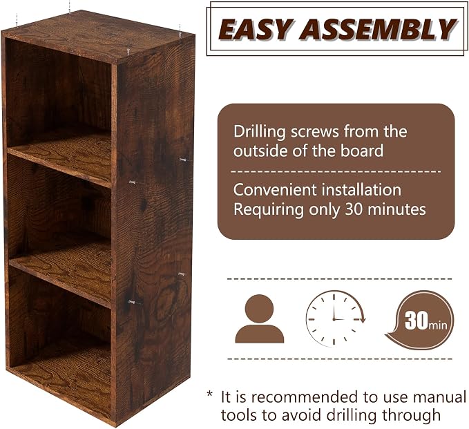 Wooden 3 Cube Storage Organizer, 3 Tier Storage Cubes Storage Display Cubby - Image 4
