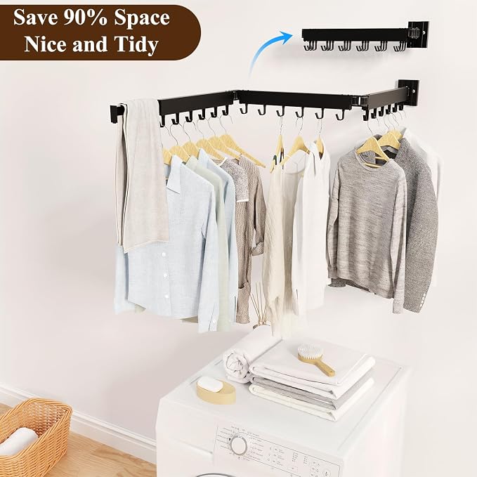 SVELTHOME Clothes Drying Rack Wall Mounted, Foldable Laundry Drying Rack - Image 2