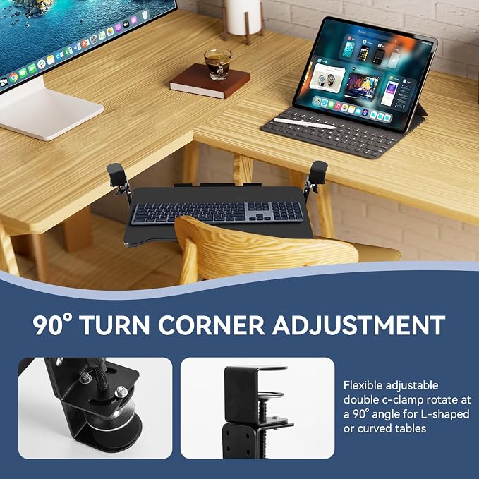 VUSIGN Keyboard Tray Under Desk Height Adjustable, Pull Out - Image 4