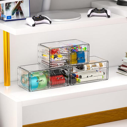 Cq acrylic Clear Stackable Storage Drawers, Plastic Makeup Organizer and - Image 5