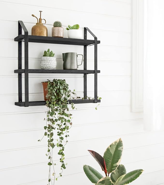 Mkono Floating Wall Shelves 3 Tier Rustic Hanging Shelf - Image 5