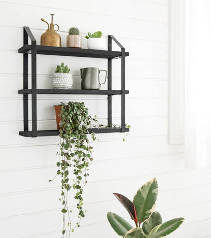 Mkono Floating Wall Shelves 3 Tier Rustic Hanging Shelf - Image 5