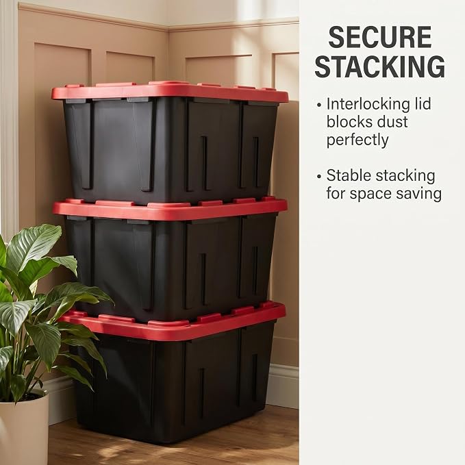 27 Gallon Large Storage Bin 2-Pack, Stackable Plastic Tote - Image 5