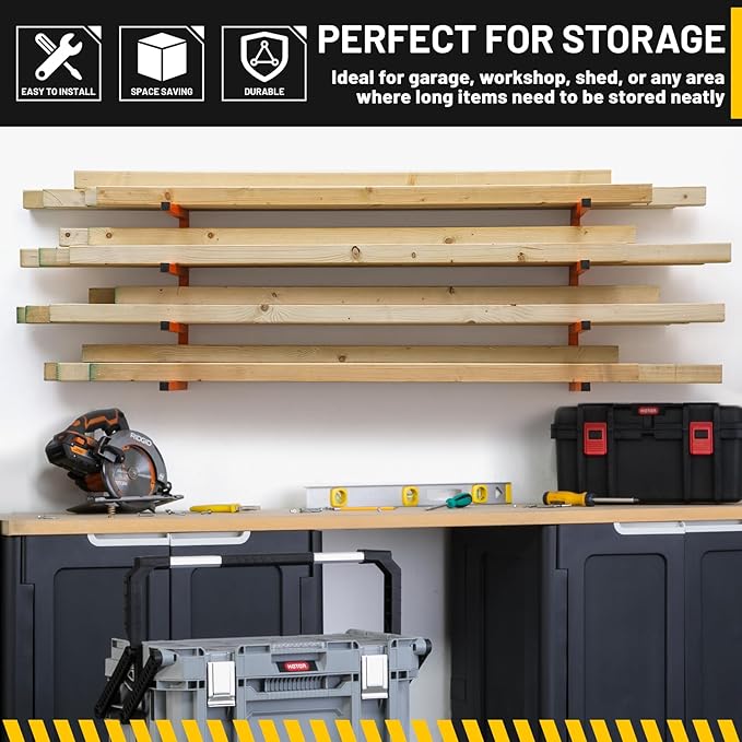 YYR Wood Organizer and Lumber Storage Rack Wall Mount, Heavy Duty Metal Shelf - Image 6