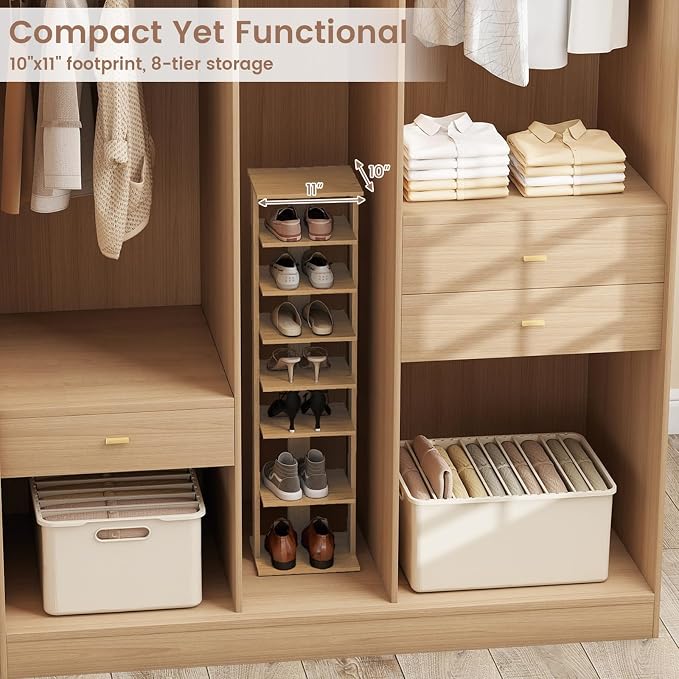 Tangkula 8-Tier Vertical Shoe Rack, Space-Saving Corner Shoe Organizer - Image 8