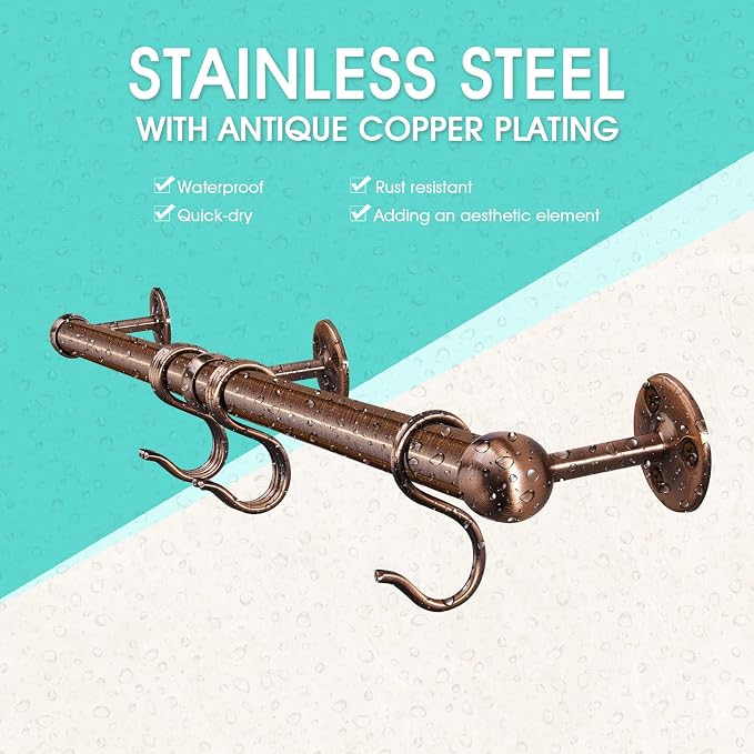 ROTHLEY Stainless Steel Pot and Pan Hanger: 23.7 Inch Wall Mounted Hanging Pots - Image 4