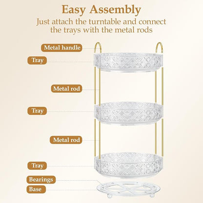 360 Rotating Makeup Organizer for Vanity, 3 Tier Adjustable Perfume Organizer - Image 4