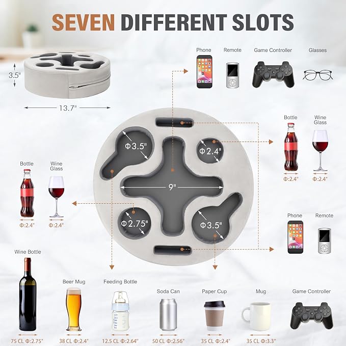 Couch Cup Holder-Sofa Cup Holder Pillow | Couch Caddy Buddy | Drinks Cupholder - Image 4
