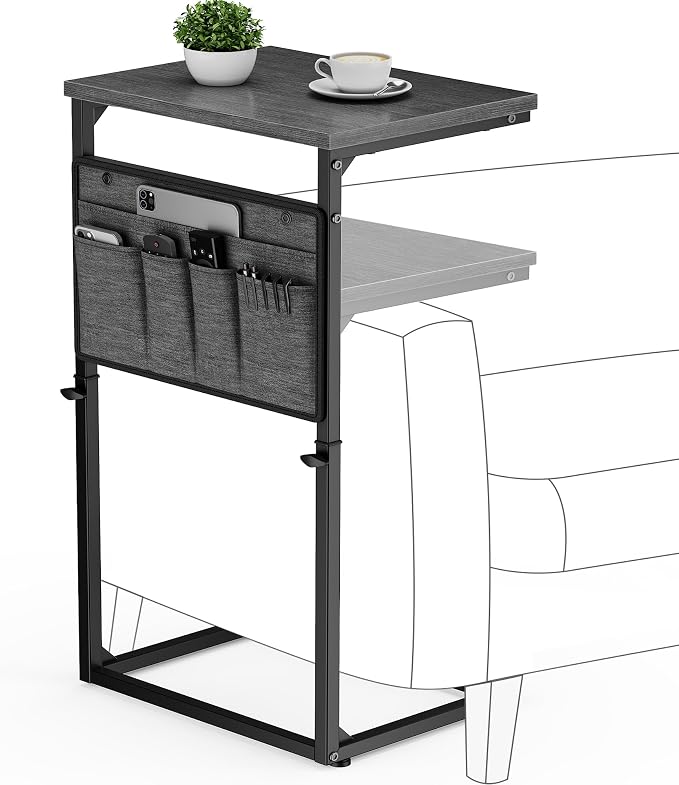 Vagusicc C Shaped End Table, Adjustable Height Small Couch Side Table by Vagusicc