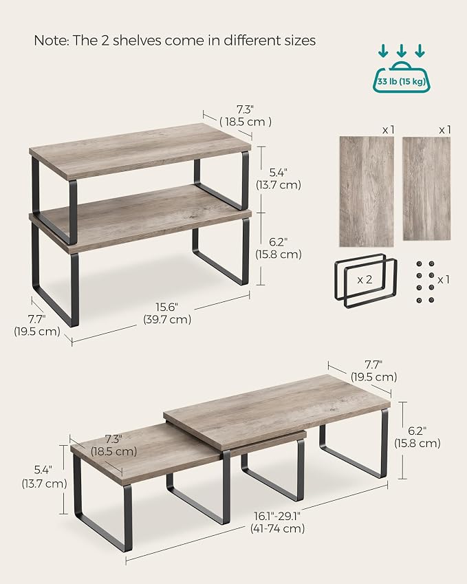 SONGMICS Cabinet Organizer Shelf, Kitchen Storage, Spice Rack, Expandable - Image 6