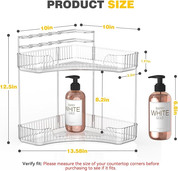 2-Tier Corner Bathroom Counter Organizer - Image 2