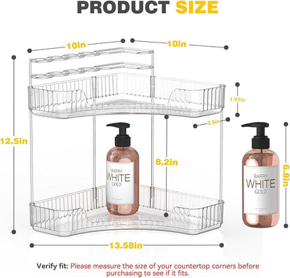 2-Tier Corner Bathroom Counter Organizer - Image 2