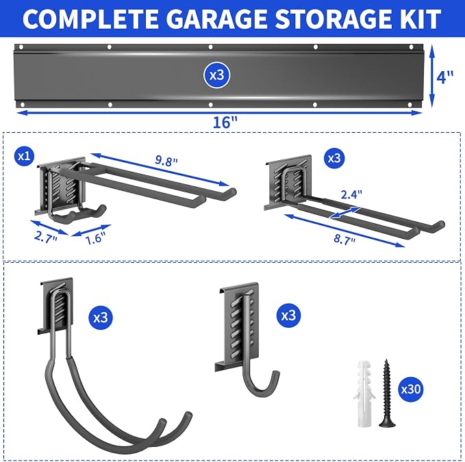 Shed Tool Organizer Wall Mount, 64inch Heavy Duty Garden Tool organizer Storage - Image 7
