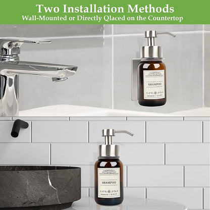 Glass Soap Dispenser with Pump and Wall Mount Holder, 8.5 Oz Shampoo and - Image 7