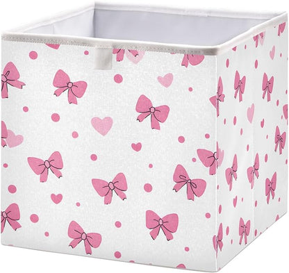 Pink Bows Hearts Pattern Closet Organizers Storage Cubes Storage Bins Shelf - Image 2