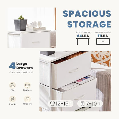 DUMOS Nightstand with 4 Drawers Bedside Table with Removable Fabric Bins Sturdy - Image 4