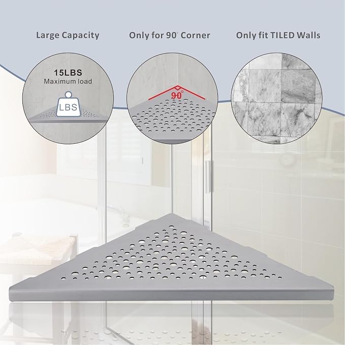 HIDROP Brushed Nickel Corner Shower Shelf 10 Triangular Corner Shelf Stainless - Image 8