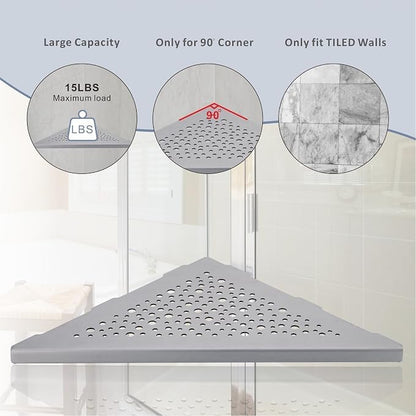 HIDROP Brushed Nickel Corner Shower Shelf 10 Triangular Corner Shelf Stainless - Image 8