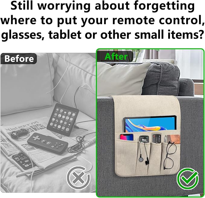 Remote Control Holder, Armchair Caddy Couch Caddy, Anti Slip Corduroy Tv Remote - Image 3