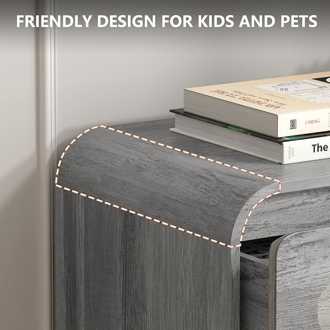 Grey Dresser for Bedroom with 6 Drawers, Tall Dressers & Chest of Drawers with - Image 5