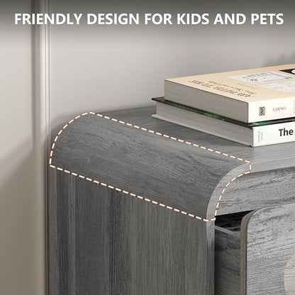 Grey Dresser for Bedroom with 6 Drawers, Tall Dressers & Chest of Drawers with - Image 5