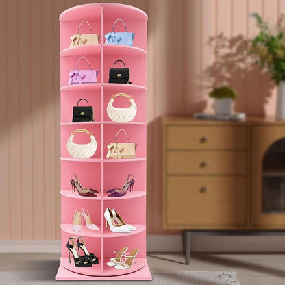 Rotating Shoe Rack, Free Standing Vertical Handbag Rotate Display Storage - Image 2