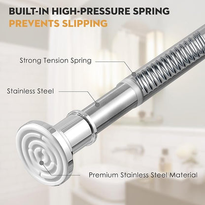 Silver Long Curtain Rod Tension Shower Curtain Rods 30 to 130 inch Adjustable - Image 2