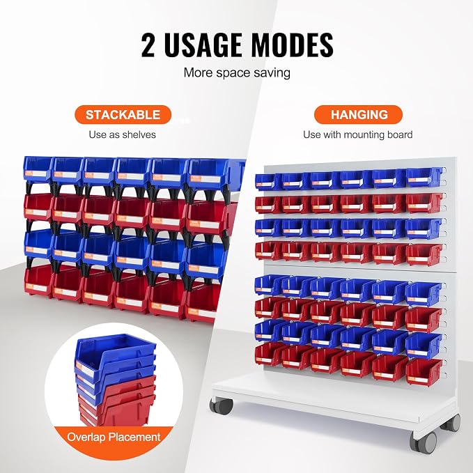 VEVOR Plastic Stackable Storage Bins 24 Pack, Hanging Stackable Storage - Image 3