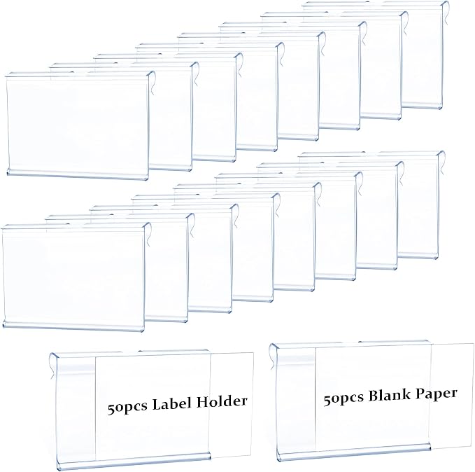 50pcs Labels for Storage Bins Plastic Label Clip, Basket Labels Clip On Wire by PUPINGPIG