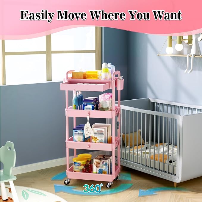 SUNALLY 4 Tier Rolling Utility Cart - Image 4