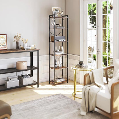 YMYNY Bookshelf, 6-Tier Ladder Shelf Organizer, Narrow Shelving Unit, Corner - Image 4