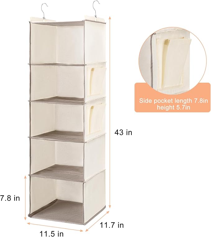 BOOMIBOO Hanging Closet Organize and Shelves，5-Hanging Shelf - Image 3
