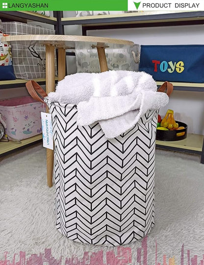 LANGYASHAN Laundry Basket Canvas Fabric Collapsible Organizer Basket - Image 4